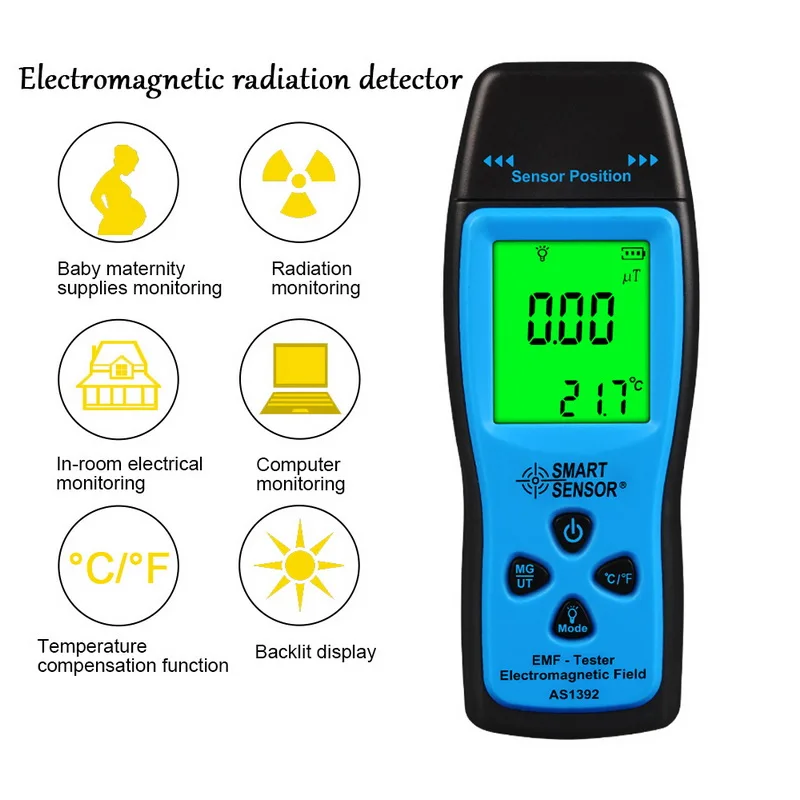 

Protable Switchable EMF Meter Handheld Electromagnetic Field Radiation Detector Digital LCD Display EMF meter for Pregnant child