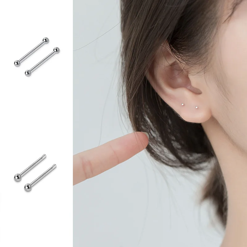 La Monada mantener las orejas perforadas pendientes de plata de ley 999 plata minimalista de joyería Stud pendientes para las mujeres de plata 999 coreano