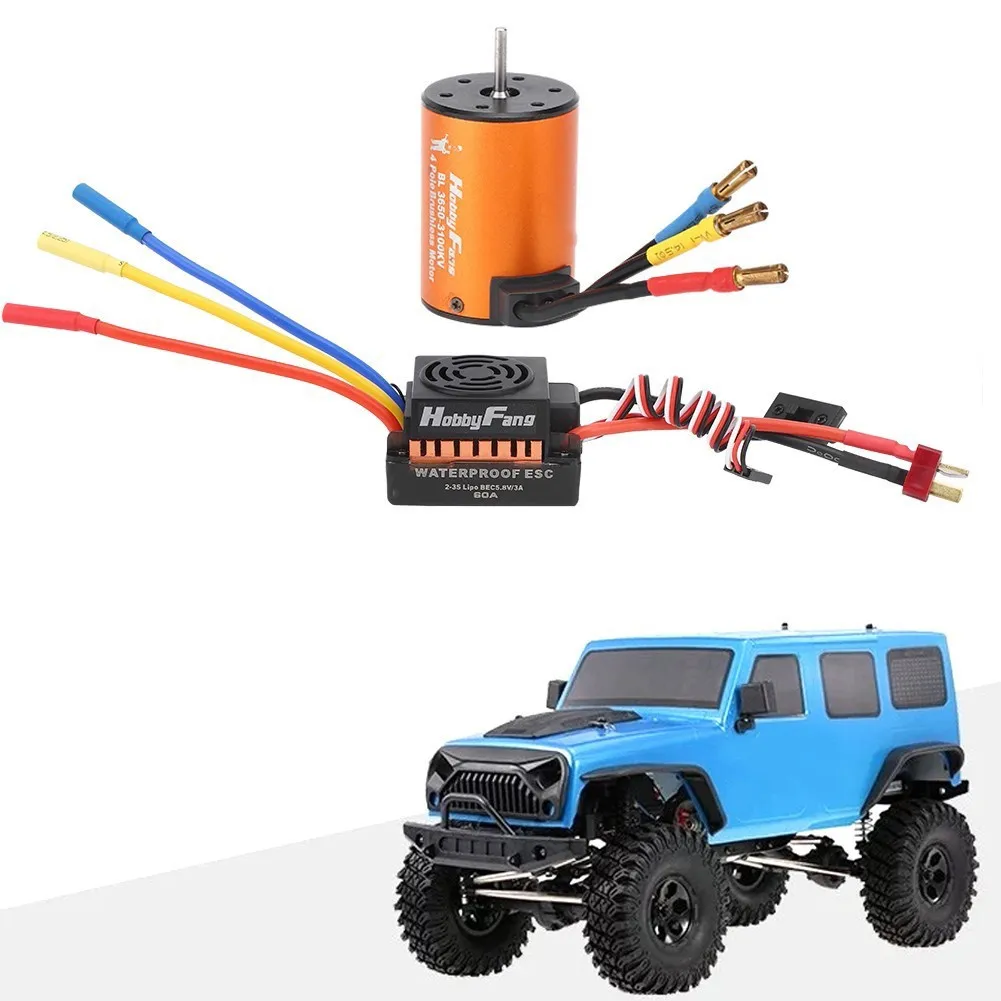 

HOBBYFANS Upgrade Waterproof 3650 4300KV Brushless Motor with 60A ESC Combo Set for 1/10 RC Car Truck