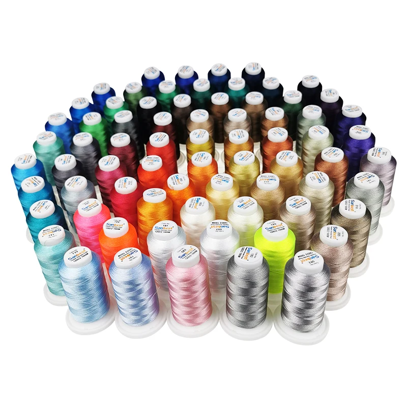 Sanbest 84 colors Polyester Embroidery Thread 1000M Filament Threads String High Strength for Sewing Overlocking Home Machine