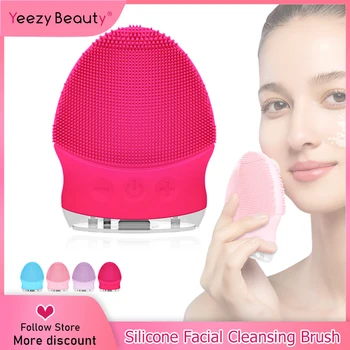 

Electric Cleansing Brush Silicone Sonic Vibration Cleaner Deep Pore Cleaning Skin Massage Brush Face Clean Blackhead Removal