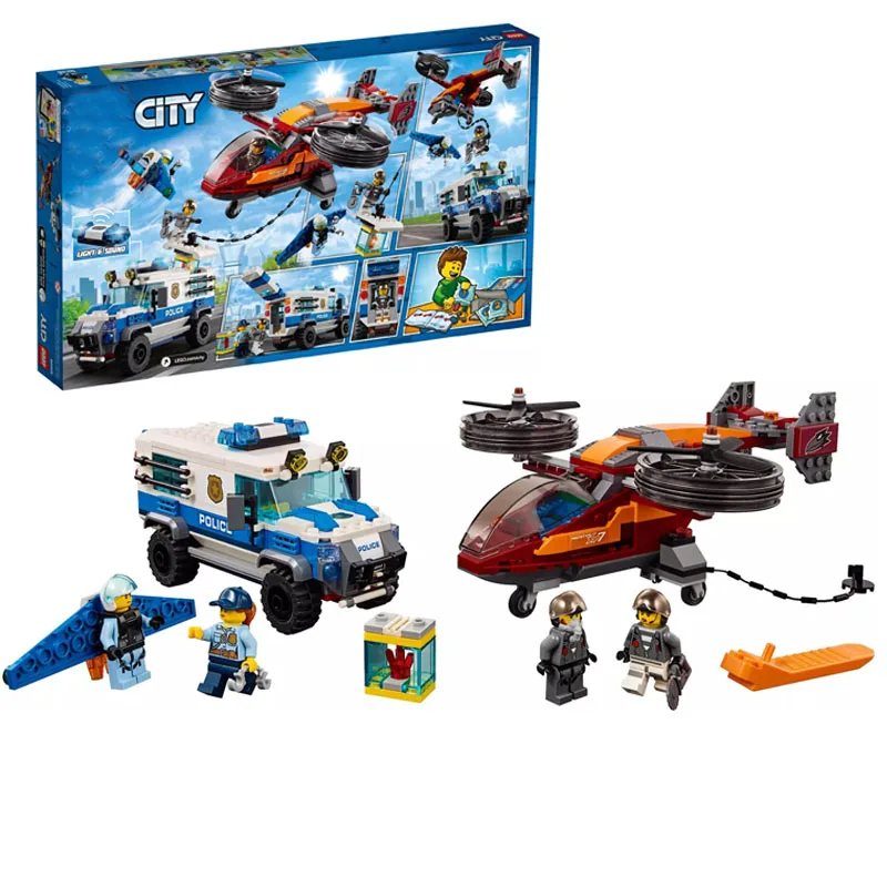 

424Pcs City Arctic Sky Police Diamond Compatible Legoinglys city 60209 Transporter Building Block Toys Christmas Gift