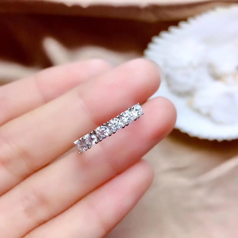 Moissanite красивое резьбовой калибр-кольцо, серебряное кольцо с бриллиантом 925 пробы. Модные украшения, мелкие бриллианты