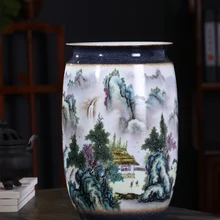 Цзиндэчжэнь керамическая ваза украшение Лучшие традиционные ремесло ручной работы пастельный пейзаж современный китайский стиль Цветочная композиция 2