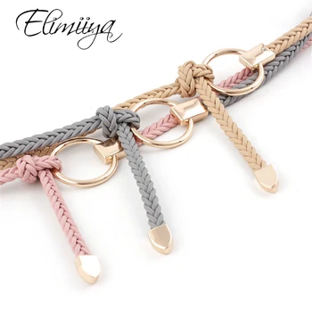 

Elimiiya Knitted Women Belt Lady‘s Korean Decorative Simple Waist Round Buckle Belts Strap For Wild Dress Sweater Decoration
