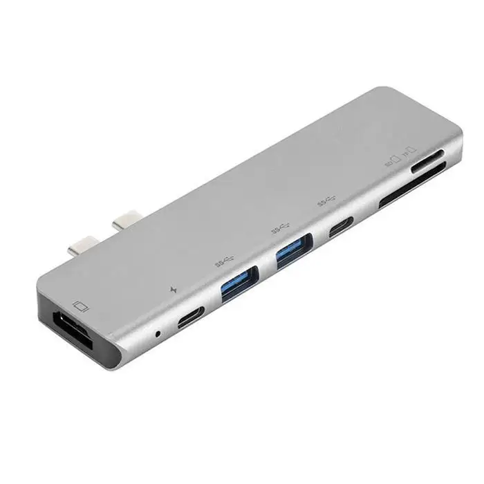 Двухголовый тип-c концентратор в HD перфоратор 7 в 1 док-станция USB 3,0 20V 3A, поддержка адаптера питания max 87 W