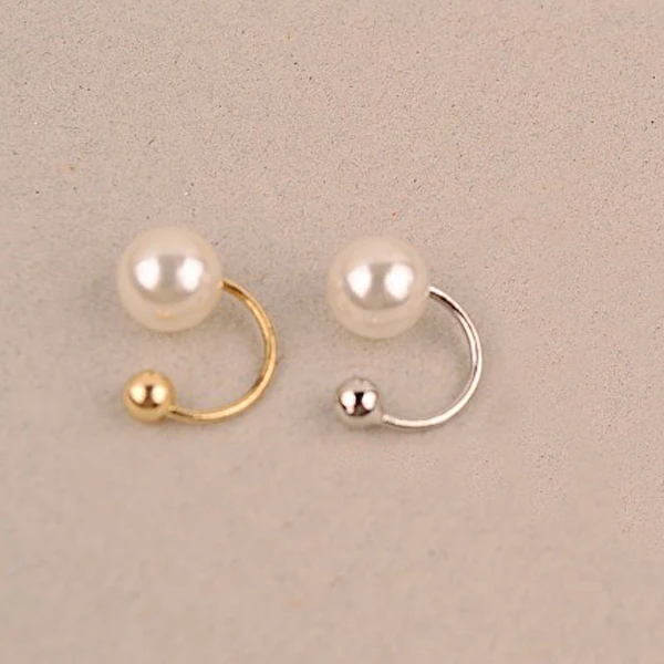 2pcs Pearl Earring Ear Bones Clip Ear Cuff Wrap No Piercing 8mm Clip On Earrings Fashion Jewelry for Women
