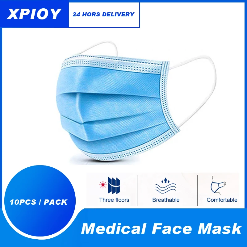 

XPIOY 50/100pcs Disposable Surgical Medical Mask 3-Ply Filter Anti-dust Non-Woven Nose Proof Earhook Face Mouth Masks