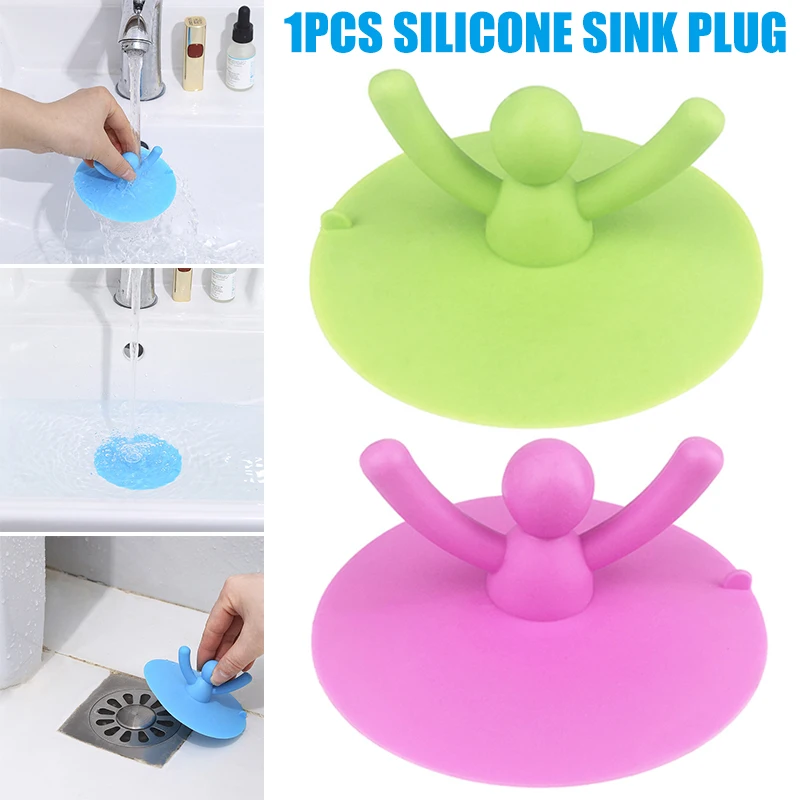 Tapón de drenaje de ducha, tapón de dibujo de persona, cubierta de silicona para bañera, recogedor de pelo para suelo, lavandería, cocina, baño THJ99