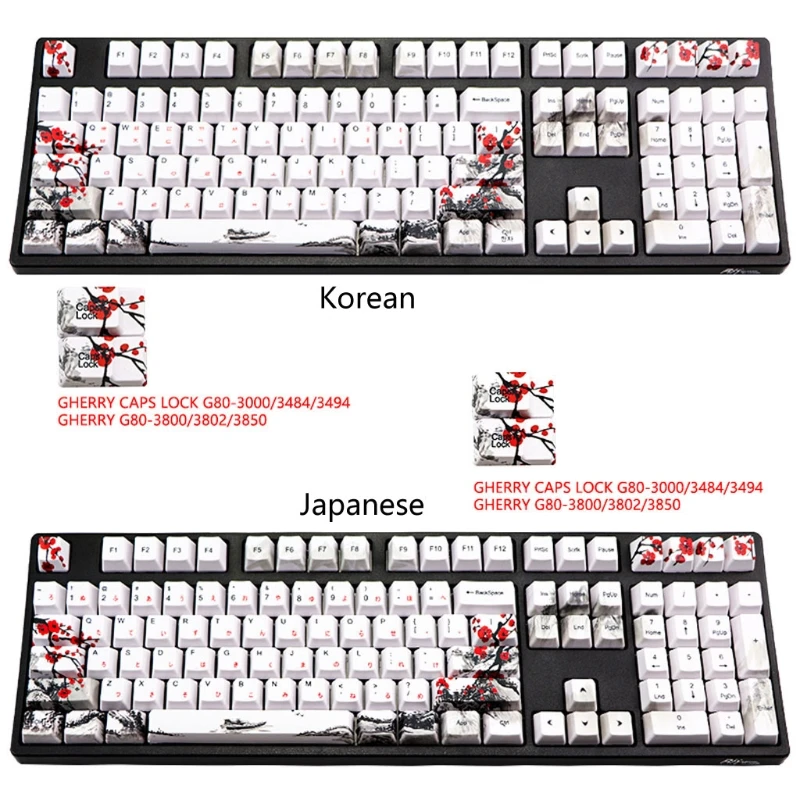 Корейская японская Цветущая Слива PBT пятисторонняя красящая подставка 110 клавиш