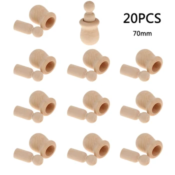 

20PCS 70mm New Log Wooden Peg Dolls Men+Nest Wooden Crafts For Paint DIY Home Decor Natural Unfinished Wood Dolls Peggdolls