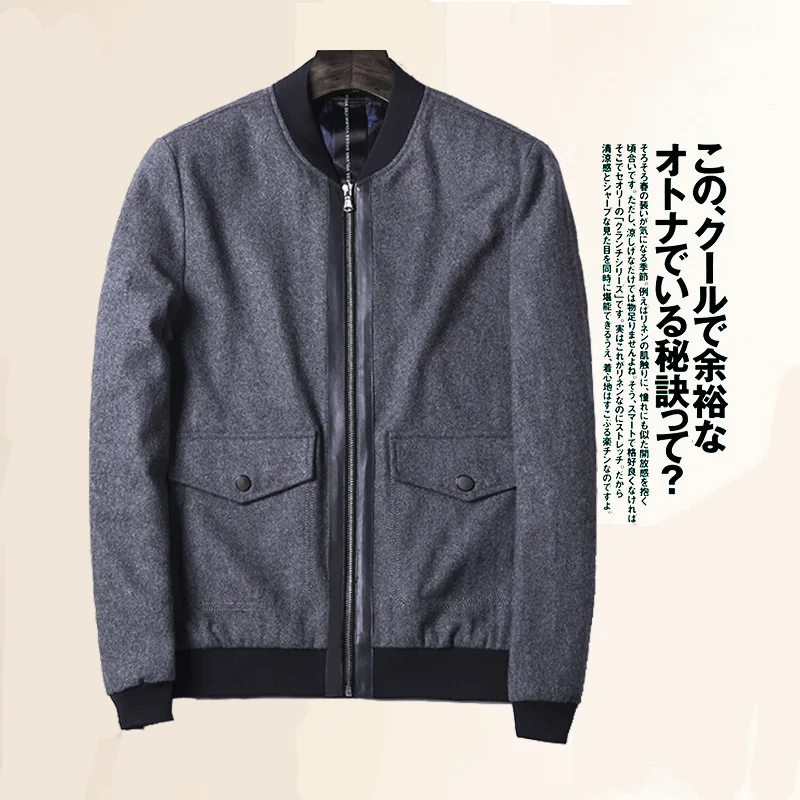 

Spring Men Wool Stand Collar Slim Fit Jackets Coats Fashion Autumn Smart Casual Overcoat Outwear Size M-3XL
