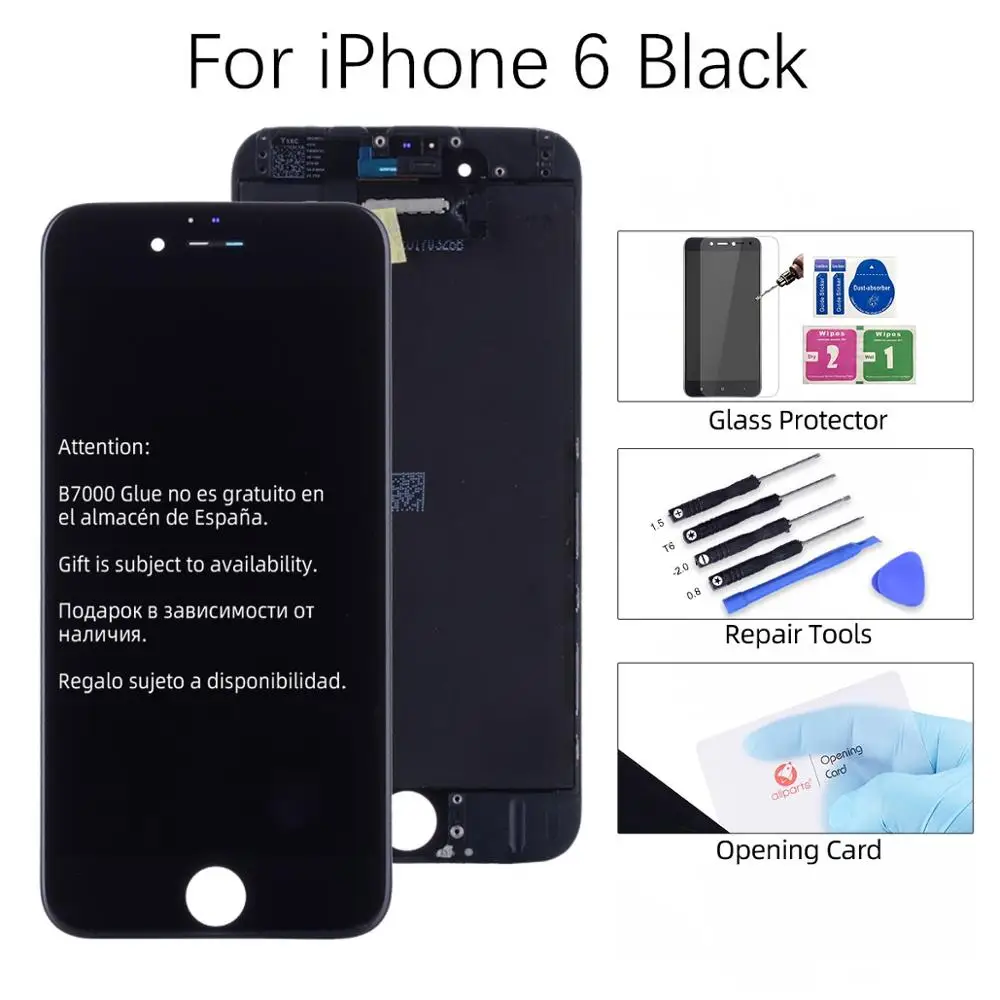 For iPhone 6 Black Grade AAA OEM Дисплей для iPhone 6 6S 5S 7 6 Plus в сборе с тачскрином на рамке черный белый - Цвет: For iPhone 6 Black