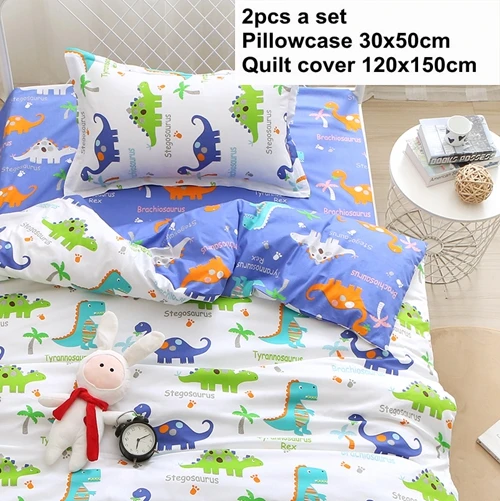 2 шт. в наборе) 120x150 см пододеяльник+ 30x50 см наволочка хлопковый комплект постельного белья для детской кроватки Поющая кровать - Цвет: Dinosaur B