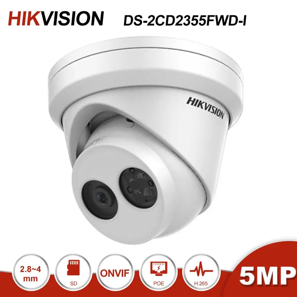 Hikvision DS 2CD2355FWD I 5MP револьверная POE ip камера для дома/улицы безопасности со слотом sd