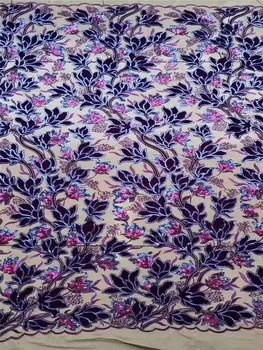 

New Flannel decal Embroidery French Mesh Fabric Africa Nigeria Lace Embroidery Fabric, Dress / Skirt / Evening Design Fabric 5Y