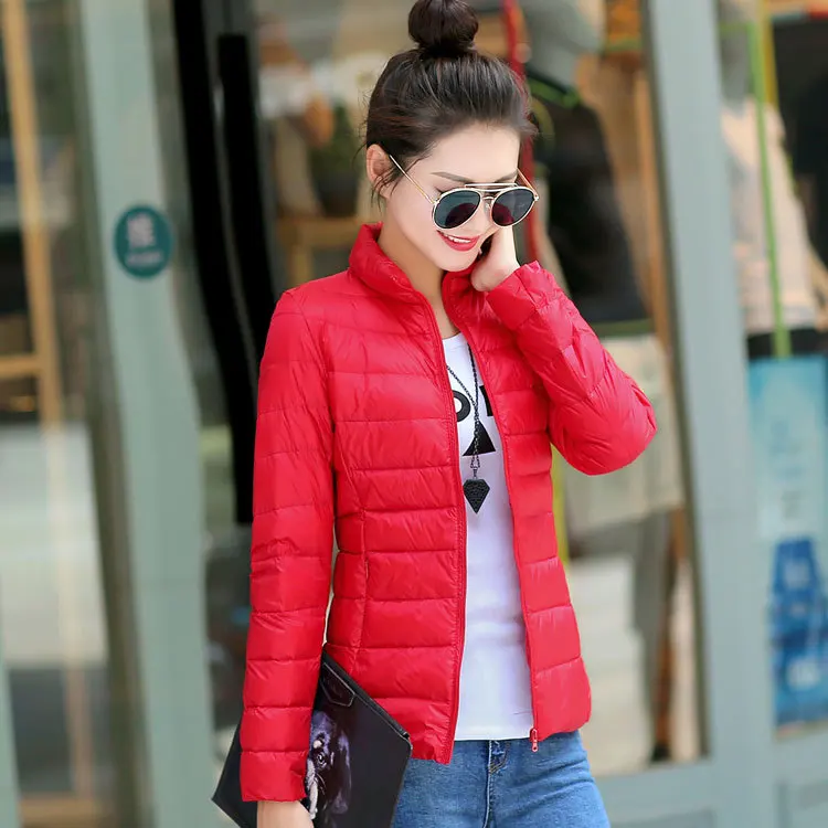 Winter Warm Ultra Thin Down Jacket XXL Size Women Fashion White Duck Down Ultra Light Overcoat New 2021 Wholesale Clothing