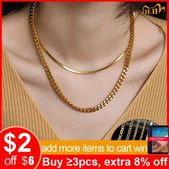 

Vnox Assorted Chain Necklaces for Women Gold Color Stainless Steel Curban Singapore Snake Box Figaro Chain Trendy Candid Jewelry