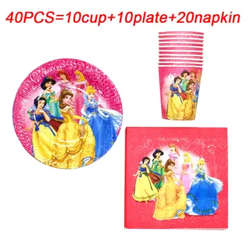 

Disney Princess Party Decorations Set for Kids Disposable Tableware Set Paper Napkins Plate Cup Princess Party Supplies