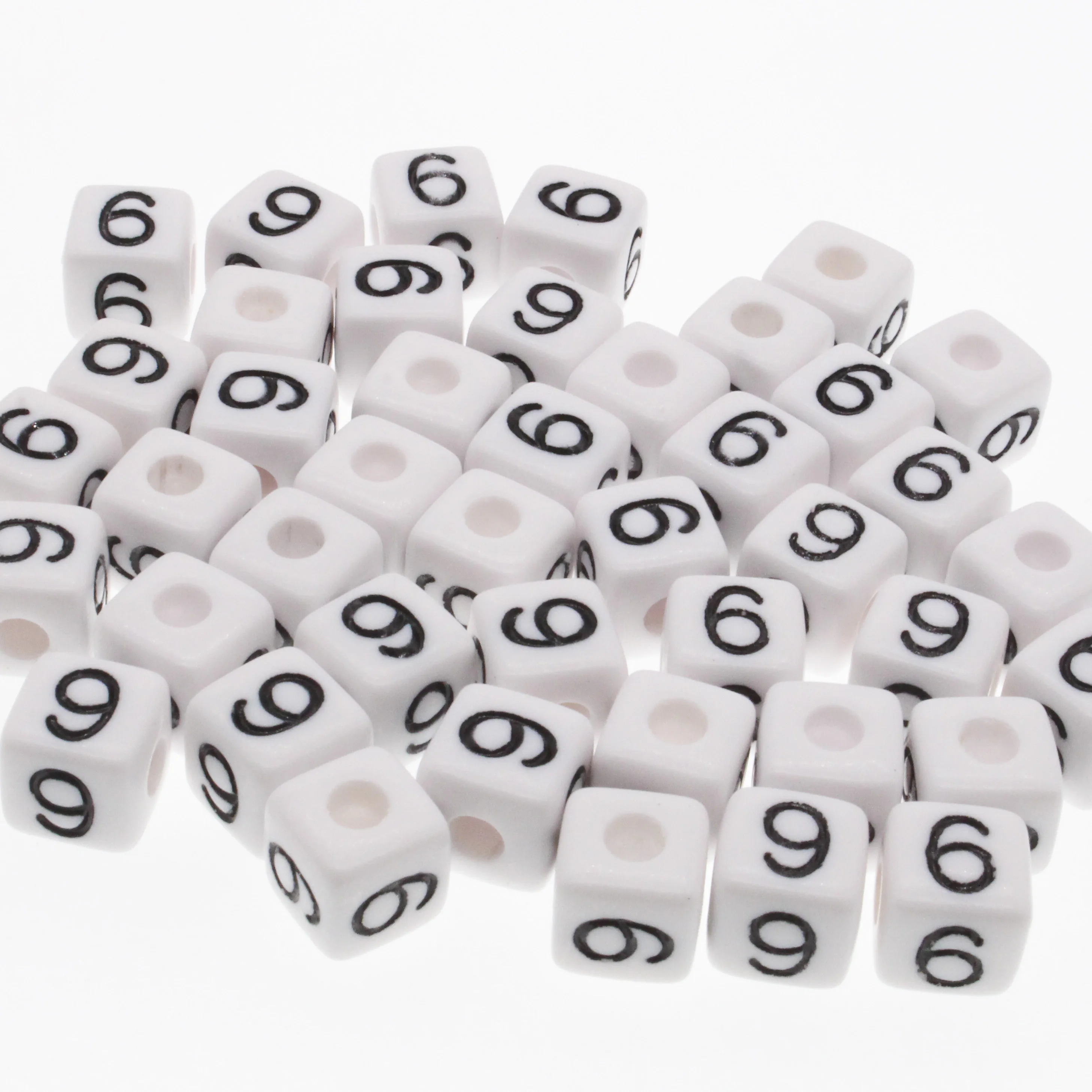 CHONGAI 20/50Pcs Cube Acrylic Number Beads Single Number 0-9 White Square  Bracelet Jewelry Making Beads 10*10mm