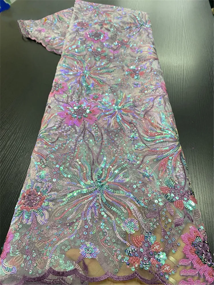 5 Ярд блесток ткань вышивка африканская кружевная французская сетка тюль