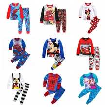 Vêtements Mickey pour garçons et filles, Pyjamas Spiderman à manches longues, hauts et pantalons, vêtements de nuit pour enfants, 2 7T