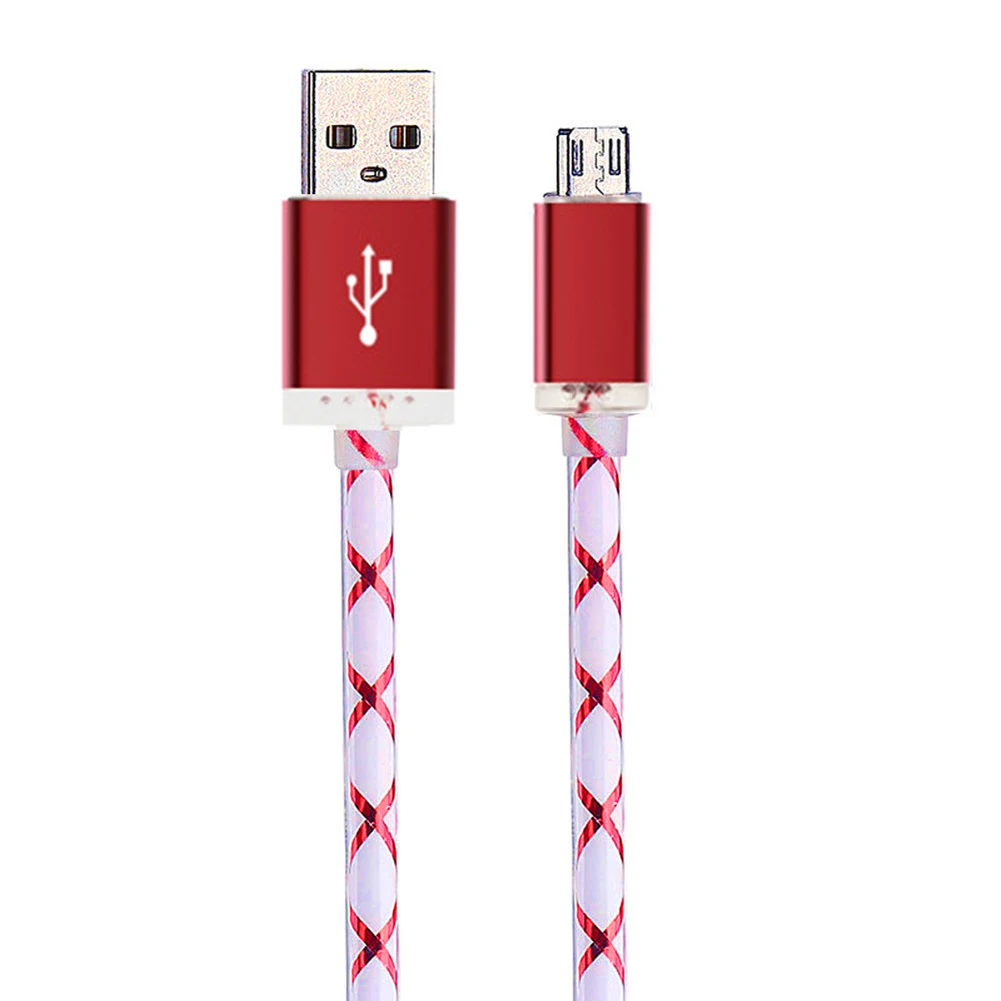 Micro USB светодиодный светильник передача данных Быстрая зарядка кабель провод для Android - Цвет: Красный