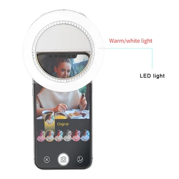

3 Lamp Modes Vlog For Phone Camera Video Recording ABS USB Rechargeable Selfie Ring Light Photography Clip Emergency Portable
