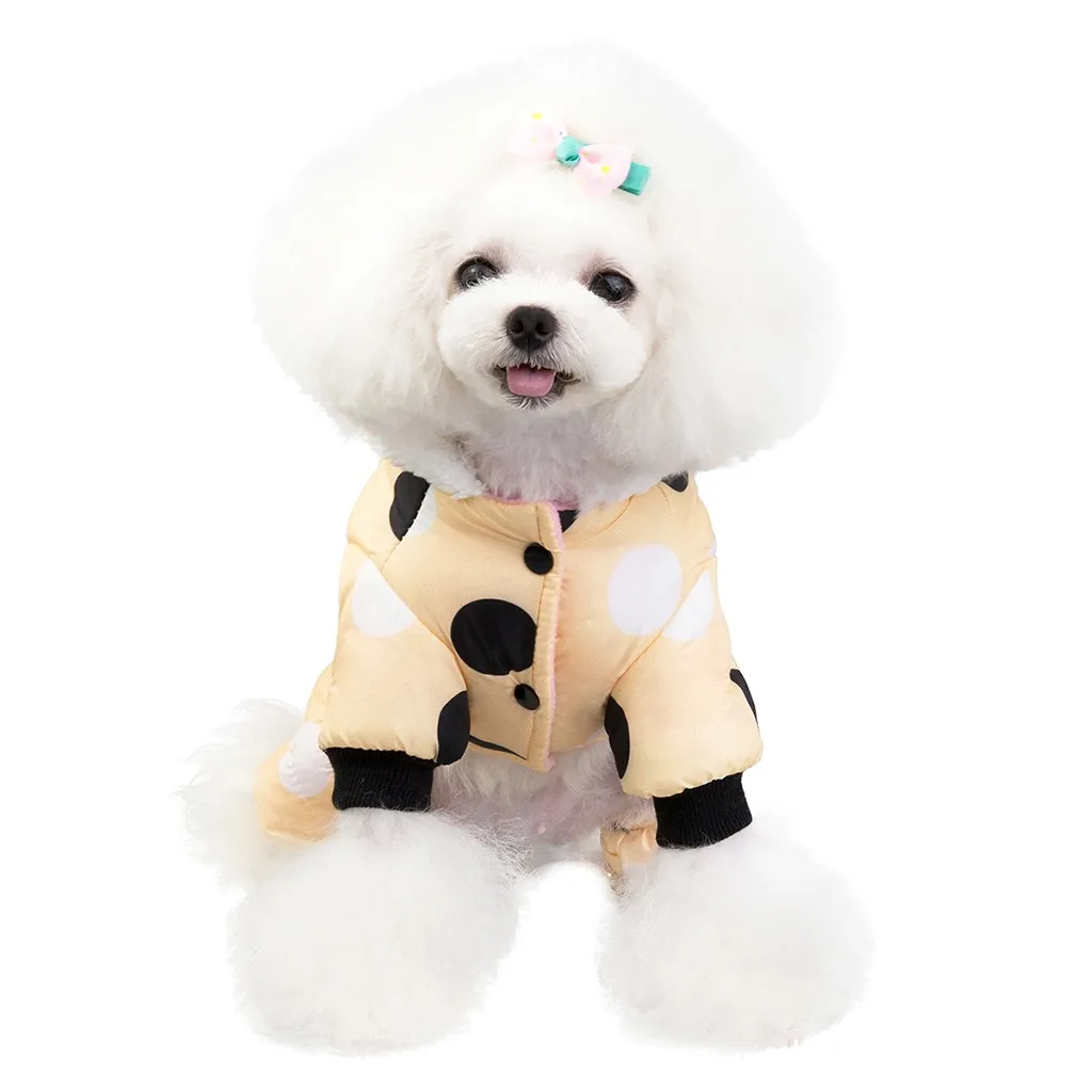 Новая одежда для собак, зимняя одежда для щенков, большое четырехногое пальто в горошек, осенняя и зимняя теплая одежда для кошек и собак
