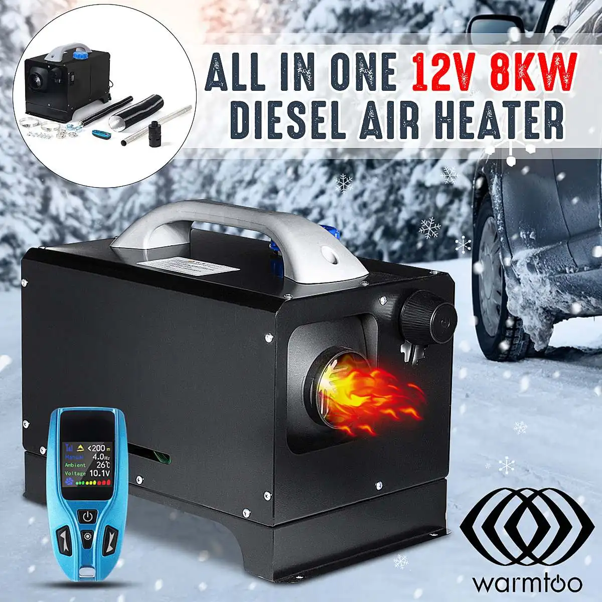 All In One 8000W Mini Diesel Air Heater 8KW 12V One Hole Car Heater For Trucks Motor-Homes LCD /Button Remote New Arrival 2022 ► Photo 2/6