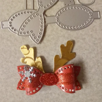 

Christmas Reindeer Poinsettia Bow Bowknot Metal Cutting Dies Stencil for DIY Scrapbooking Album Decorative Cards Making