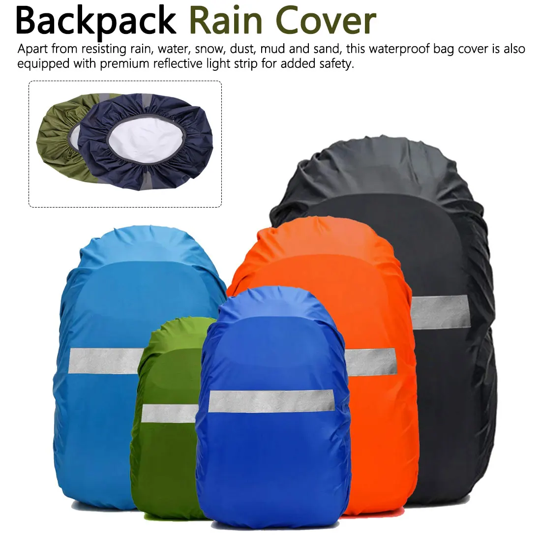 

20L-70L Reflective Light Waterproof Dustproof Backpack Rain Cover Portable Ultralight Shoulder Protect Outdoor tools Hiking Bags