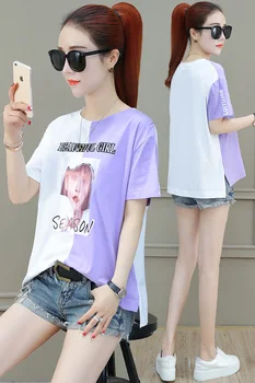 

Short-sleeved Women's 2020 New Spring and Summer Garment, Korean Pure Cotton T-shirt Top, Loose Size InsT-shirt Women's