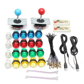 

2 Players Arcade Joystick DIY Kit Arcade DIY Kit with 20 LED Arcade Buttons and 2 Joysticks USB Encoder Kit For Arcade Mame