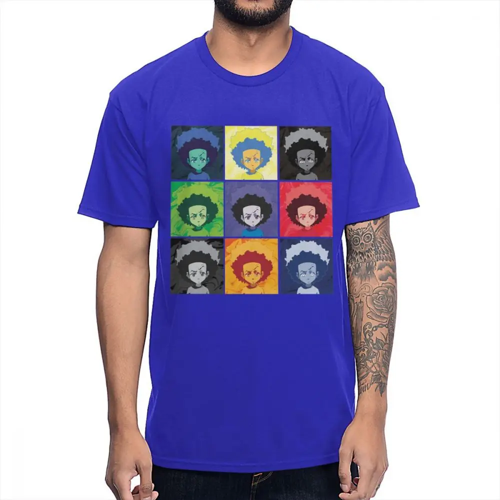 Мягкий тонкий Craig Smokey Boondocks Huey футболка для мужчин Ретро стиль милый Классический круглый вырез Homme футболка - Цвет: Синий