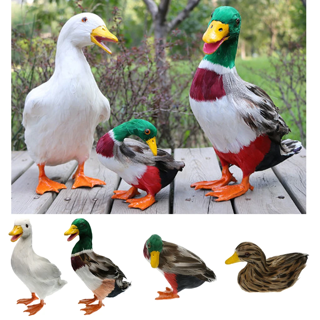 Various Realistic Duck Ornament Figure Outdoor Home Garden Water Pond Decoration DIY Vivid Artificial Feather Craft