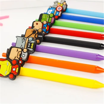 

8PCS/Set Iron man Cute Gel Pen Kawaii Gel Pen 0.5mm Black ink Candy color pen for Kid Gift escritorio Papelaria School Supplies