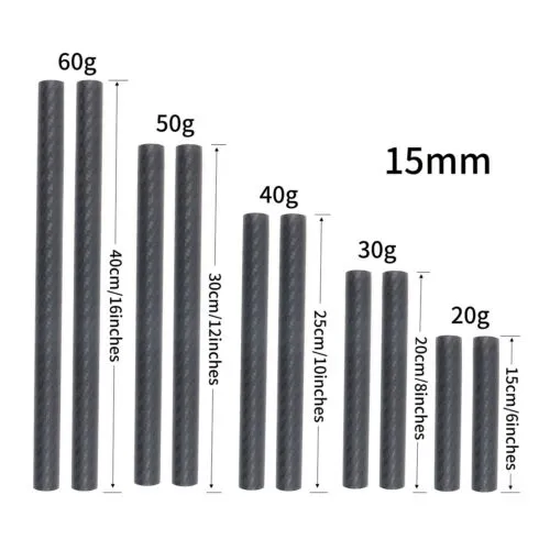 2 pcs 15mm Carbon Fiber Rod 6"/8"/10"/12"/16" for DSLR Rail Support System