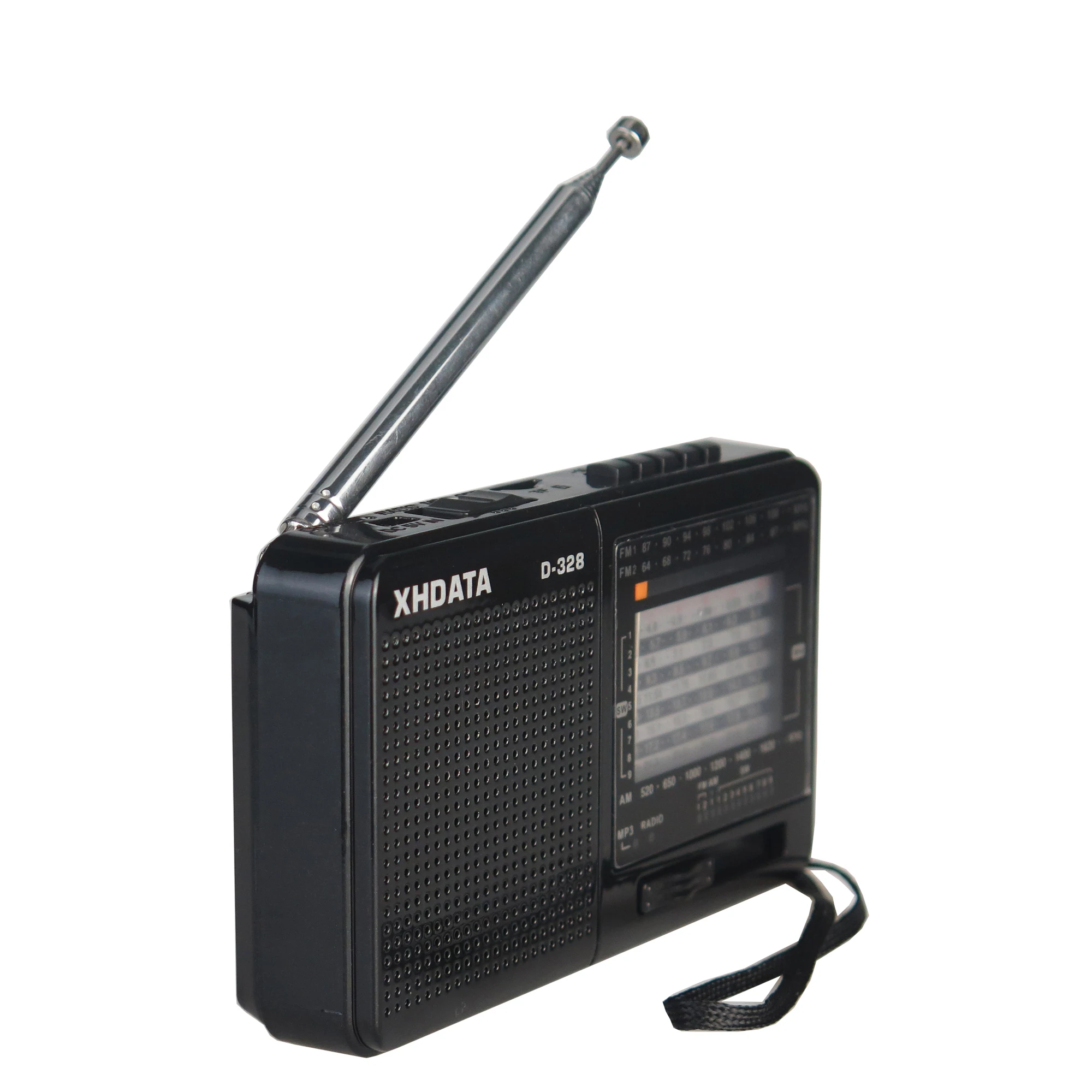 Bandas com Dsp Leitor de Música e Slot para Cartão Receptor de Rádio Xhdata Preto Rádio Portátil am fm sw 12 - Mp3 tf Usb Mini D-328 - Image 2