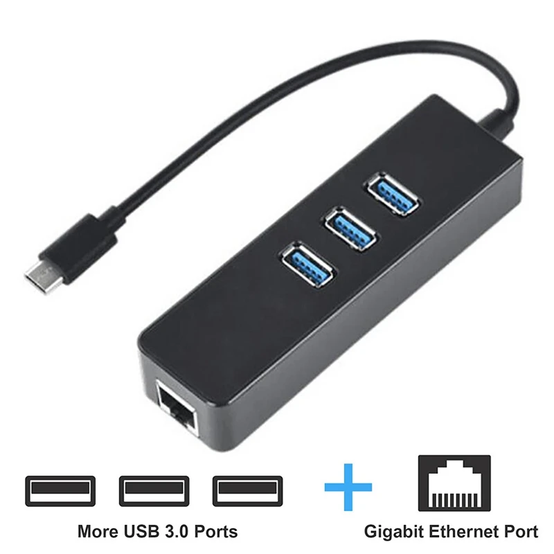 Адаптер Ethernet Type C для RJ45 1000 Мбит/с usb хаб гигабитный сетевой адаптер + 3X Порт USB3.0| |