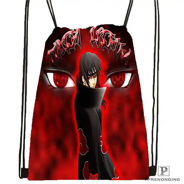 Drawstring Backpack Стикеры с Наруто Shippuden походная сумка на шнурке милый рюкзак для детей(черная спинка) 31x40 см#180531-04-39 - Цвет: Drawstring Backpack