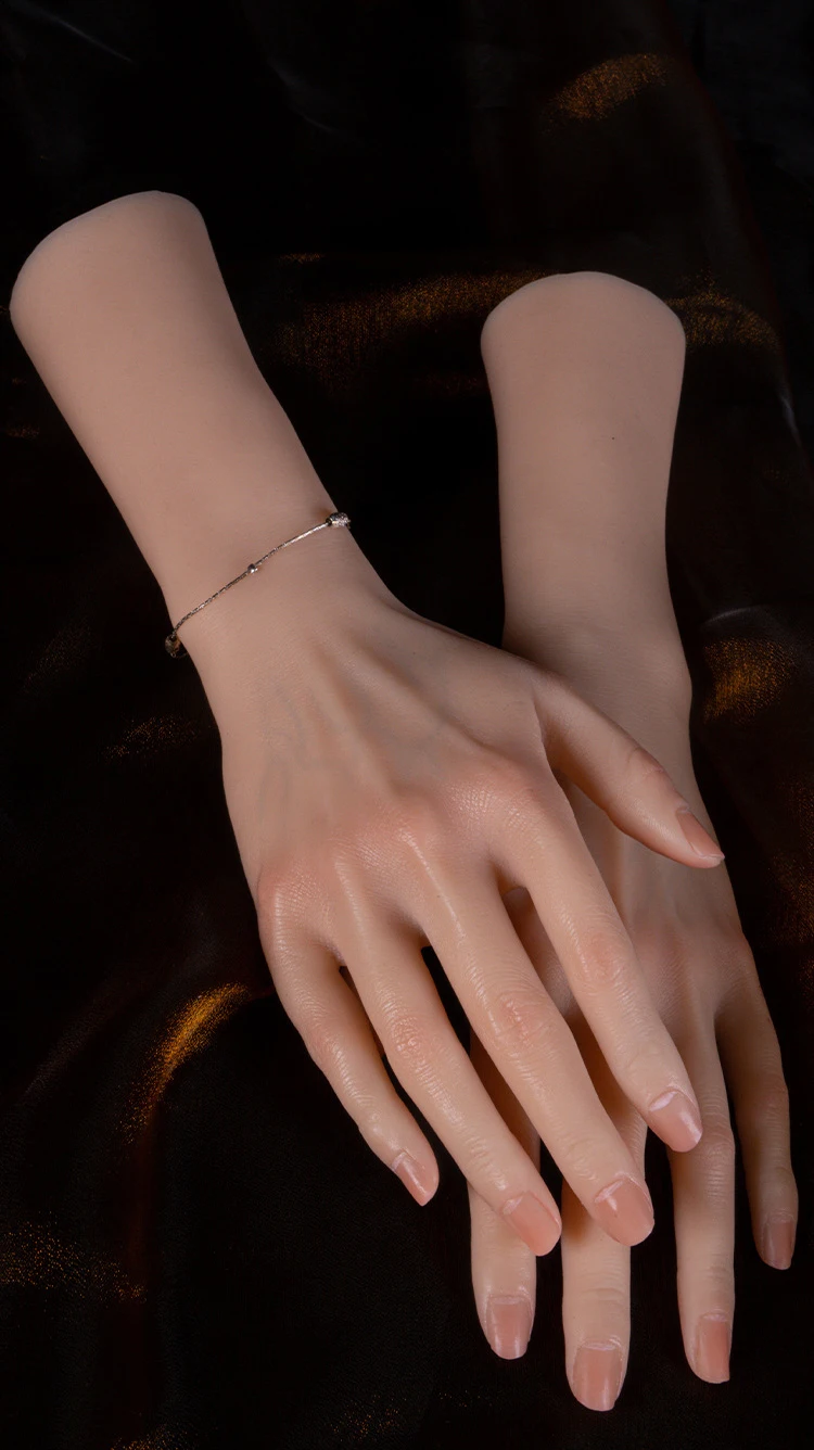 Realistische Silikon Hand Modell Simulation Amerikanische Weibliche Supermodel Gefälschte Nagel Maniküre Hände Malerei Display Fotografie TGDW08 – Detail 10