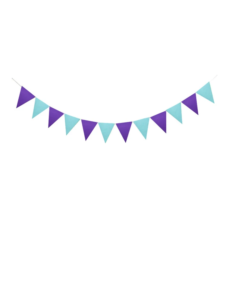 New Big 4M 12 Flags Sky Blue Purple Flags Banners Garland Wall Hanging Bunting Pennant Baby Shower Birthday Party Decoration