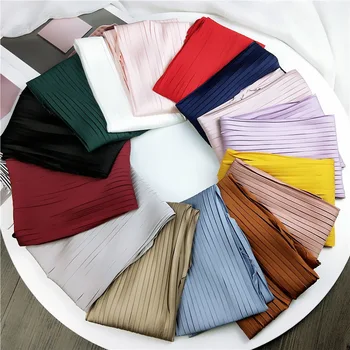 

70*70cm Solid Pleated Stretchy Square Crinkle Silk Satin Small Neck Scarf Women Decoration Crumple Neckwear Handkerchief