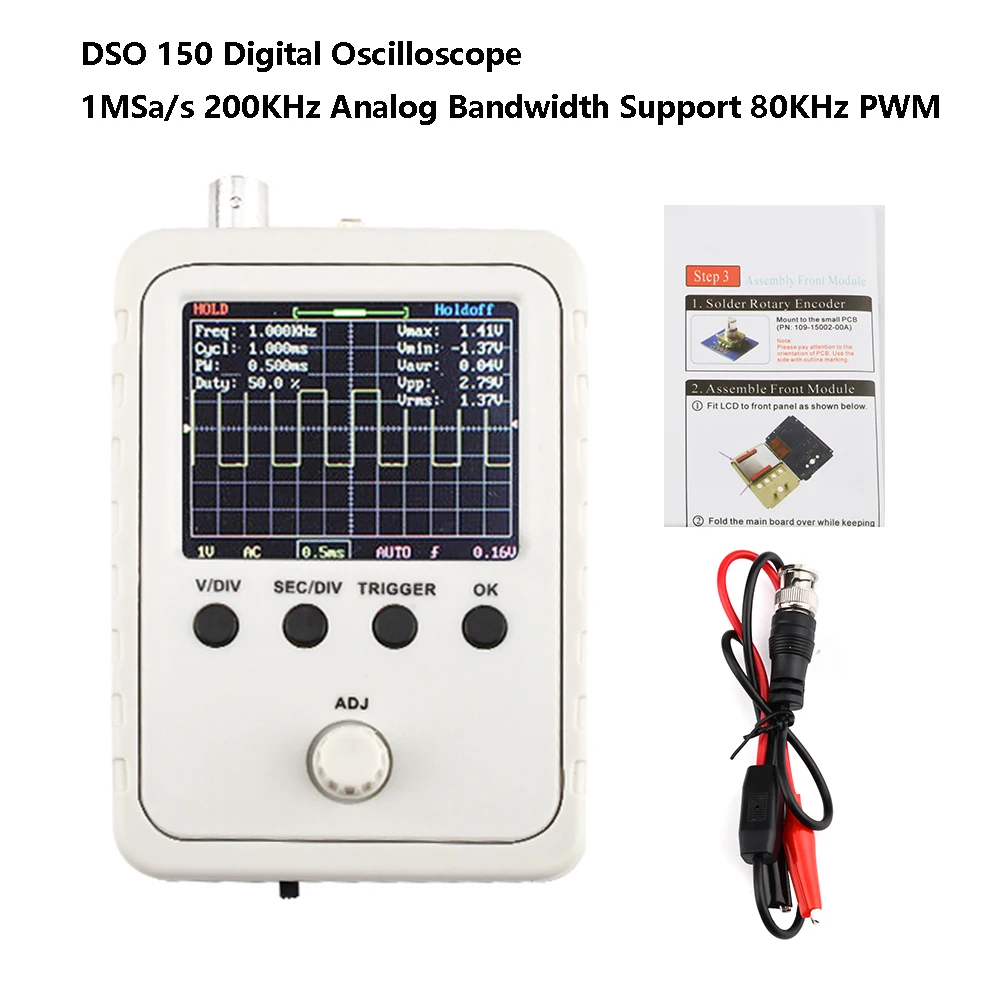 Assembled DSO150 Oscilloscope Digital Multimeter Latest Firmware BNC Probe Included Data oscilloscope meter Output digital multimeter digital oscilloscope