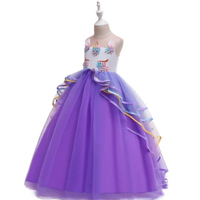 Платье-пачка без рукавов для маленьких вечерние ночное детское белье 8 лет дизайн Костюмы кружева 5-модное платье для девочек платье принцессы - Цвет: Фиолетовый
