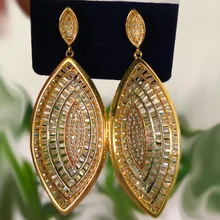 Dazz Luxury Nigerian Long Earrings for Women's Cubic Zircon Crystal AAA African Bridal Party Earring aretes de mujer modernos
