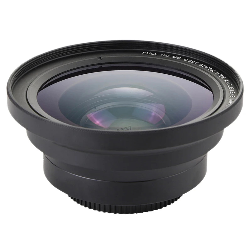 Professional 37mm Macro+72mm Wide Angle Lens 0.39X Full HD for 4K Camcorder |