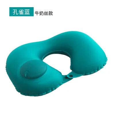 Pressed milk silk2 Portable U-shaped Inflatable Pillow Office Pillow Travel Car Airplane Driving Nap Pillow Support Head Pillow To Send Storage Bag - Цвет: Pressed milk silk2