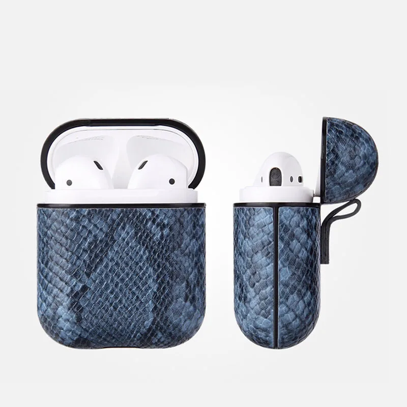 Пользовательский чехол Python для Apple Airpod Bluetooth беспроводной наушник Змеиная Кожа PU